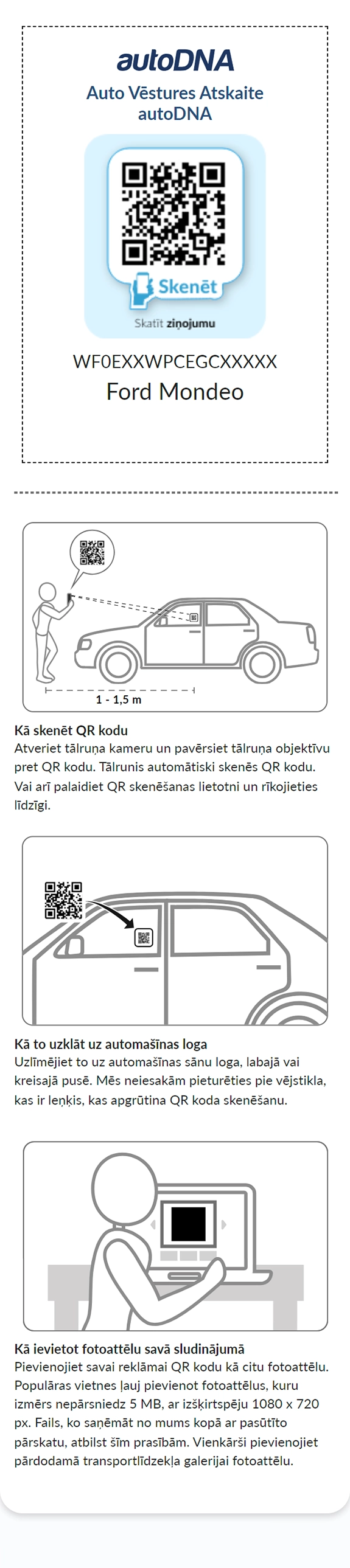 AutoDNA Transportlīdzekļu vēstures pārskats - QR kods