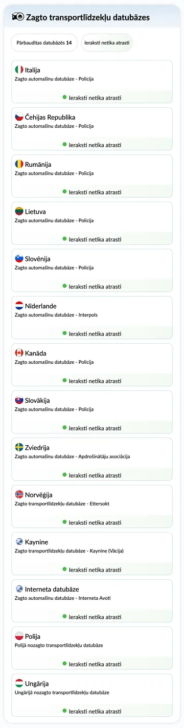 autoDNA Transportlīdzekļa vēstures atskaite - zagto automašīnu datubāze