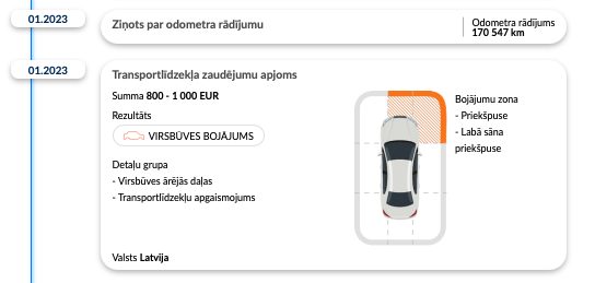 autodna atskaite ar negadijumu latvijā