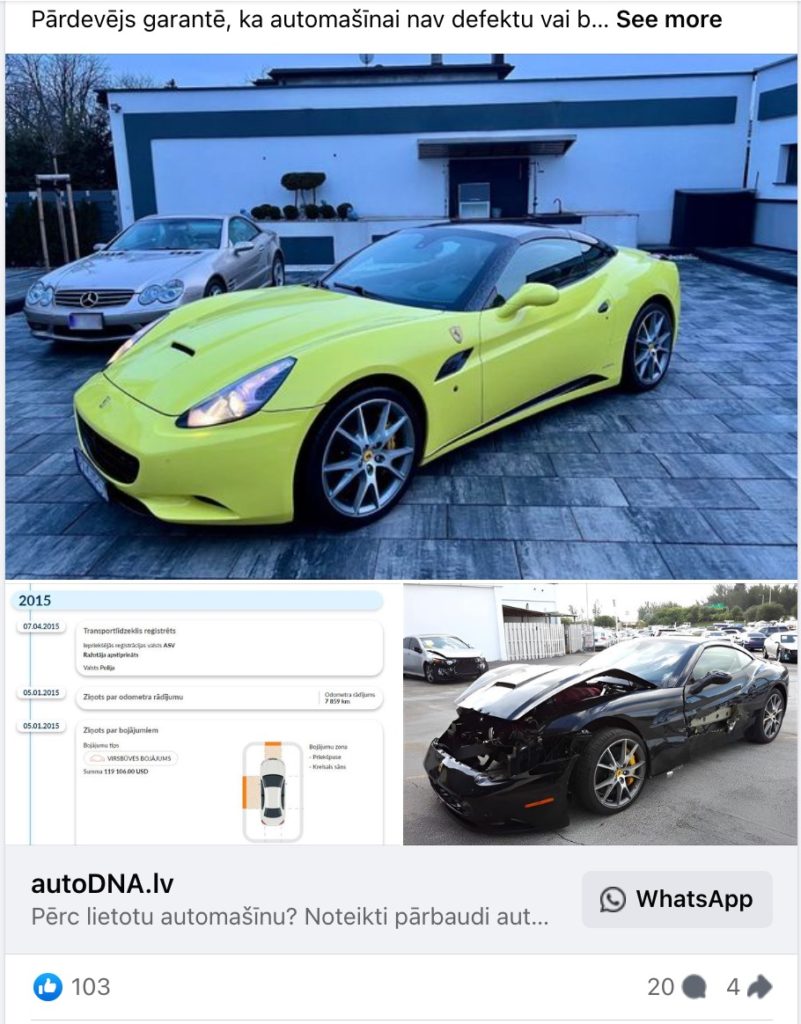 autodna atskaite ferrari