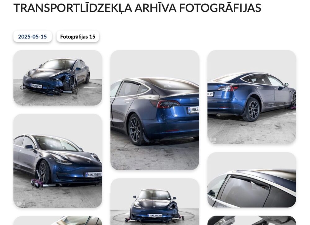 autoDNA atskaite ar zilu teslu pec avarijas